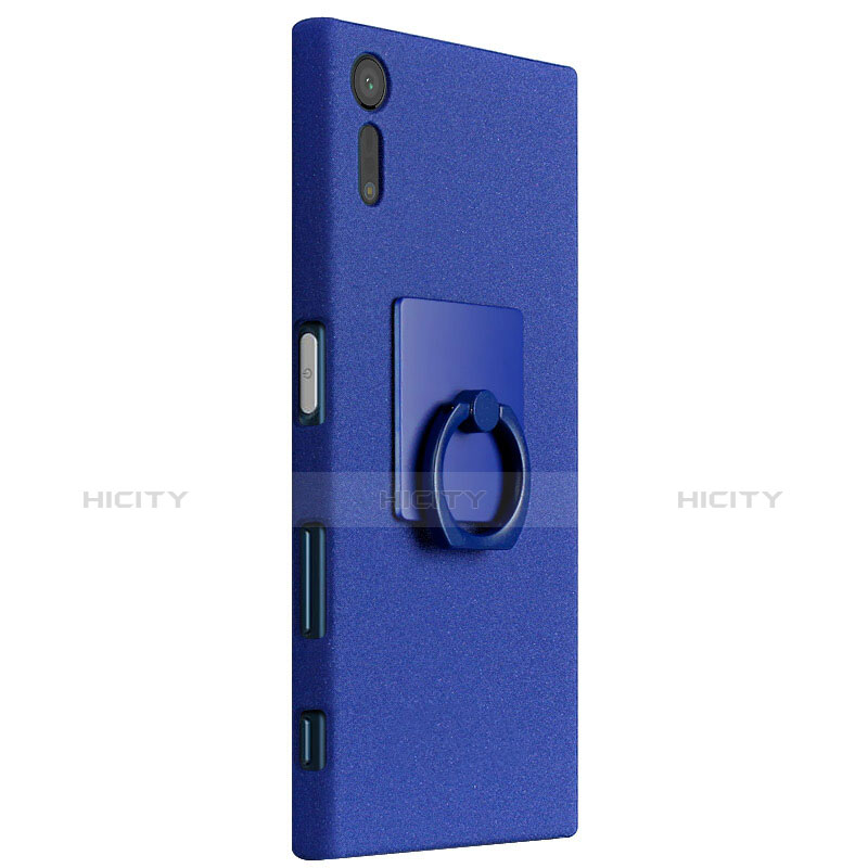 Custodia Plastica Rigida Sabbie Mobili con Anello Supporto per Sony Xperia XZ Blu