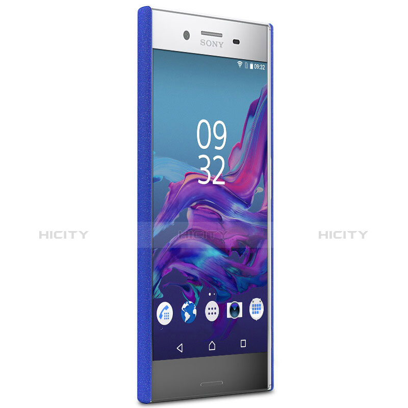 Custodia Plastica Rigida Sabbie Mobili con Anello Supporto per Sony Xperia XZ Premium Blu