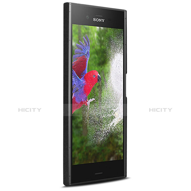 Custodia Plastica Rigida Sabbie Mobili con Anello Supporto per Sony Xperia XZ1 Nero