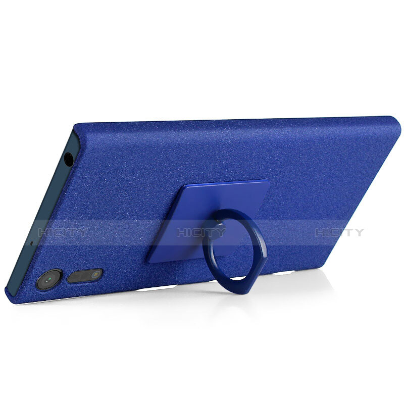 Custodia Plastica Rigida Sabbie Mobili con Anello Supporto per Sony Xperia XZs Blu