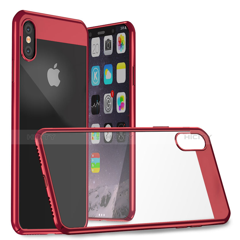 Custodia Plastica Rigida Specchio M01 per Apple iPhone X Rosso