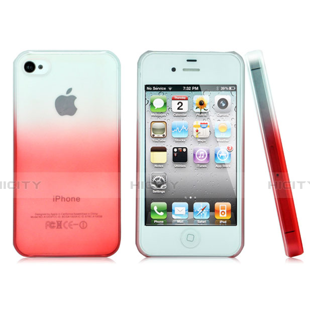 Custodia Plastica Trasparente Rigida Sfumato per Apple iPhone 4 Rosso