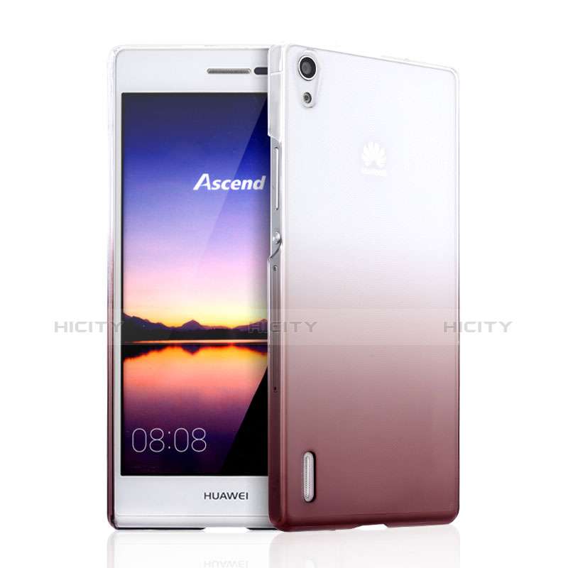 Custodia Plastica Trasparente Rigida Sfumato per Huawei Ascend P7 Marrone