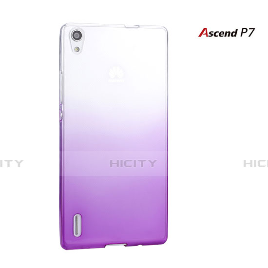 Custodia Plastica Trasparente Rigida Sfumato per Huawei Ascend P7 Viola