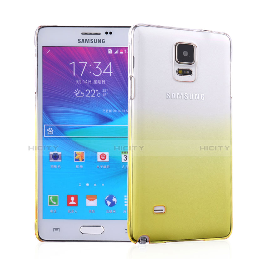 Custodia Plastica Trasparente Rigida Sfumato per Samsung Galaxy Note 4 Duos N9100 Dual SIM Giallo