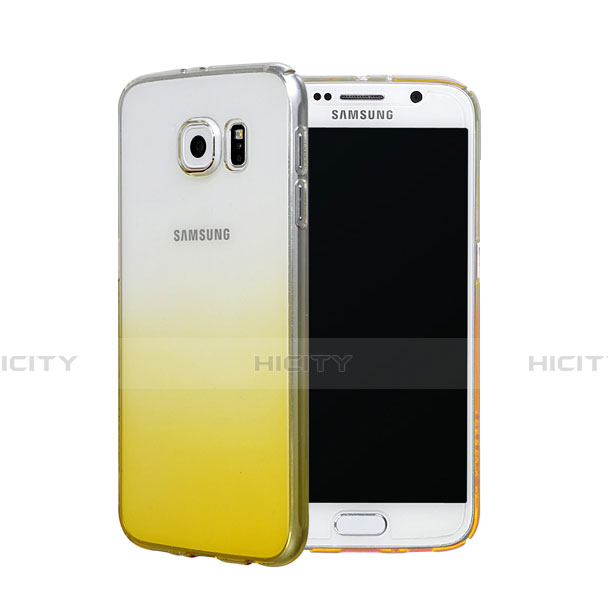 Custodia Plastica Trasparente Rigida Sfumato per Samsung Galaxy S6 Duos SM-G920F G9200 Giallo