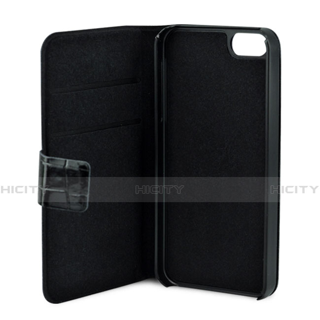 Custodia Portafoglio In Pelle con Stand Coccodrillo per Apple iPhone 5S Nero