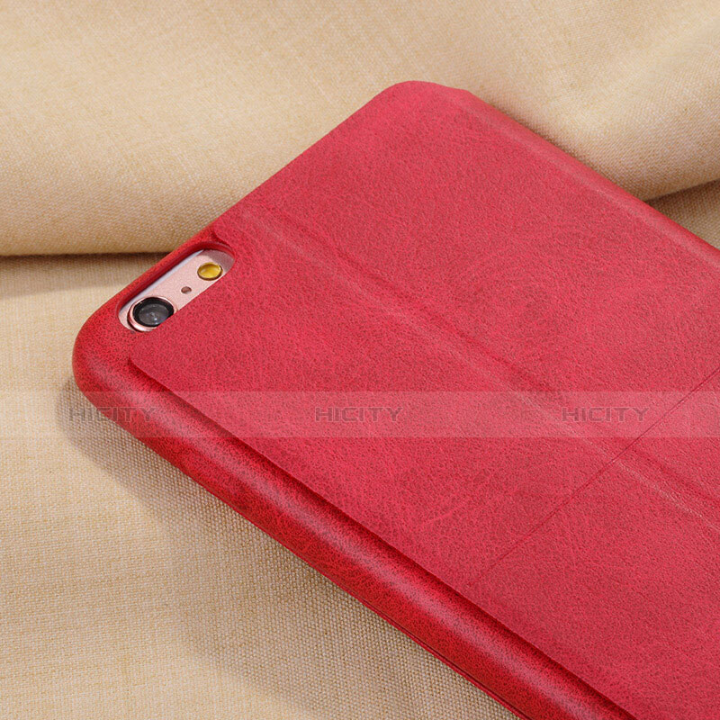 Custodia Portafoglio In Pelle con Stand L01 per Apple iPhone 6S Plus Rosso