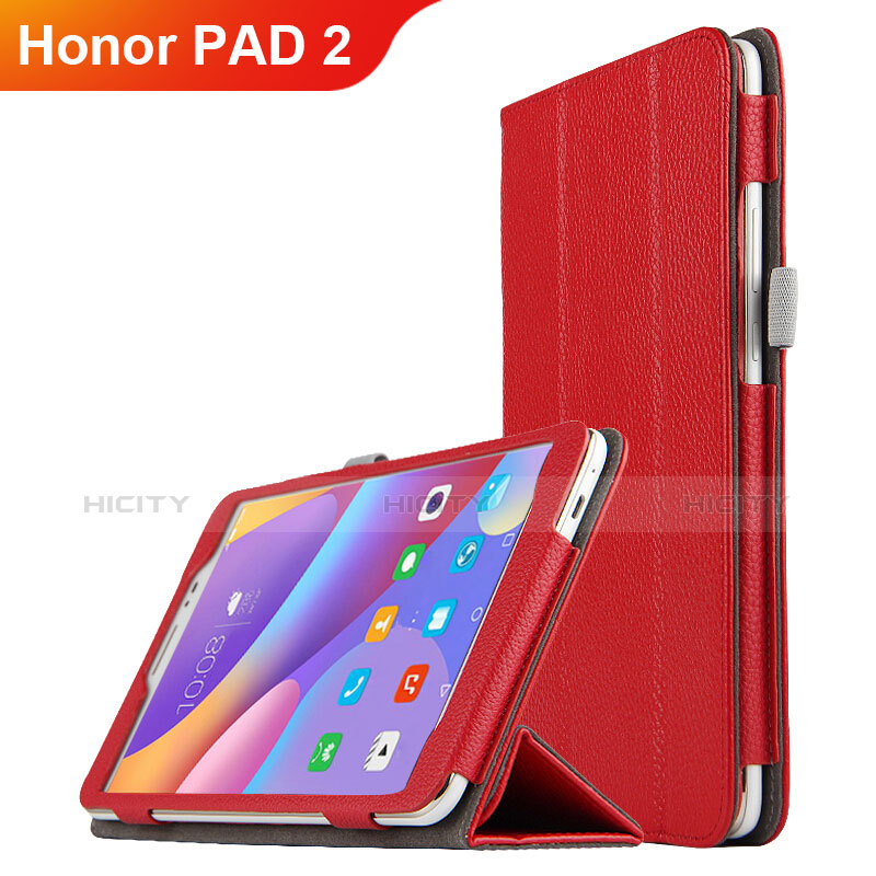 Custodia Portafoglio In Pelle con Stand L01 per Huawei Honor Pad 2 Rosso