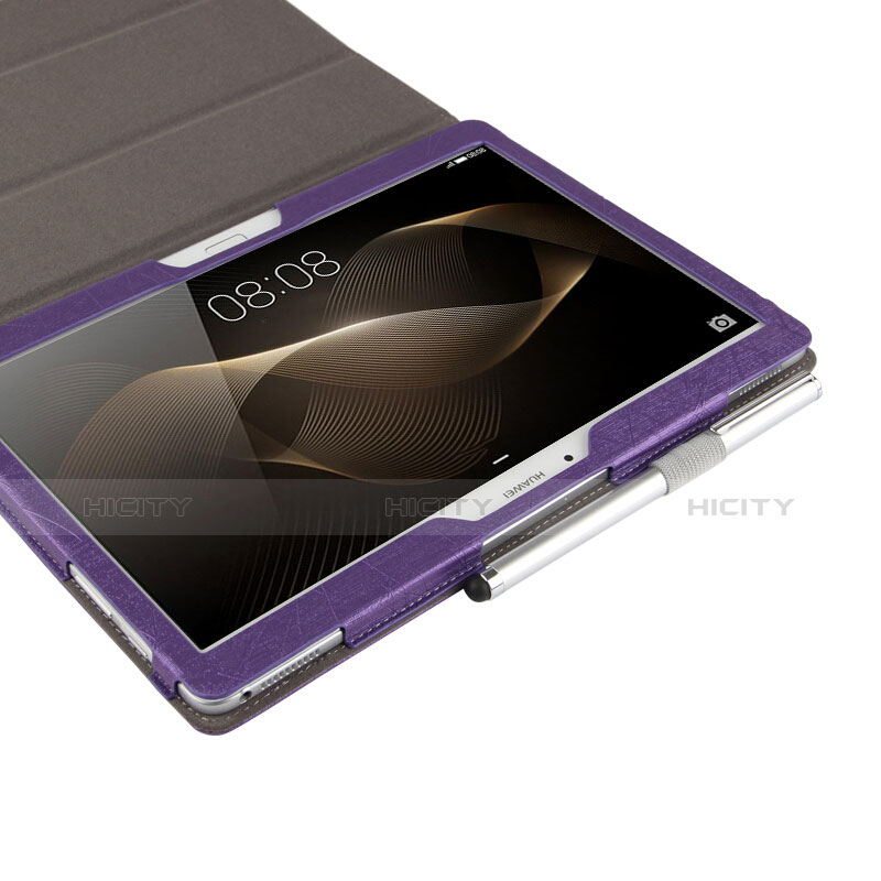 Custodia Portafoglio In Pelle con Stand L01 per Huawei MediaPad M2 10.0 M2-A01 M2-A01W M2-A01L Viola