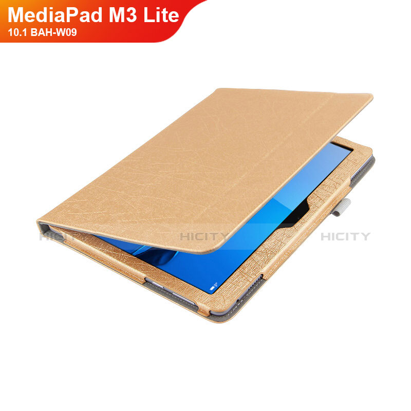 Custodia Portafoglio In Pelle con Stand L01 per Huawei MediaPad M3 Lite 10.1 BAH-W09 Oro