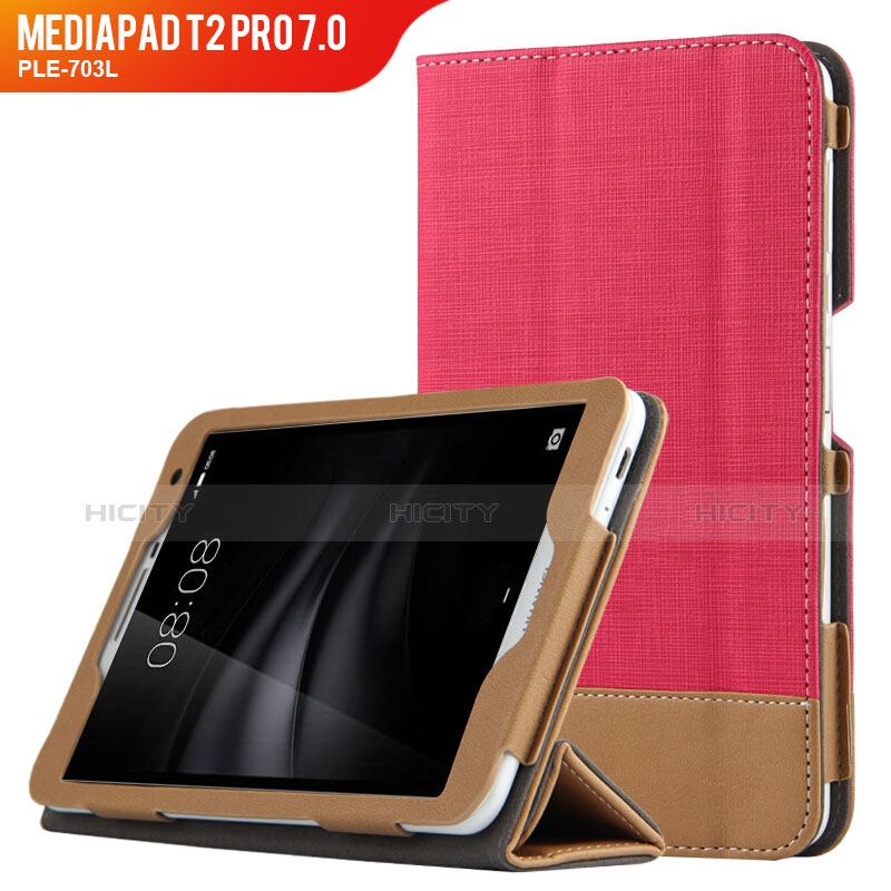 Custodia Portafoglio In Pelle con Stand L01 per Huawei MediaPad T2 Pro 7.0 PLE-703L Rosso