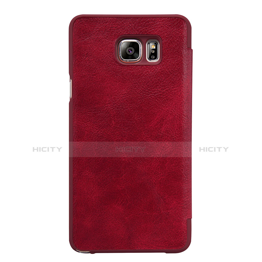 Custodia Portafoglio In Pelle con Stand L01 per Samsung Galaxy Note 5 N9200 N920 N920F Rosso