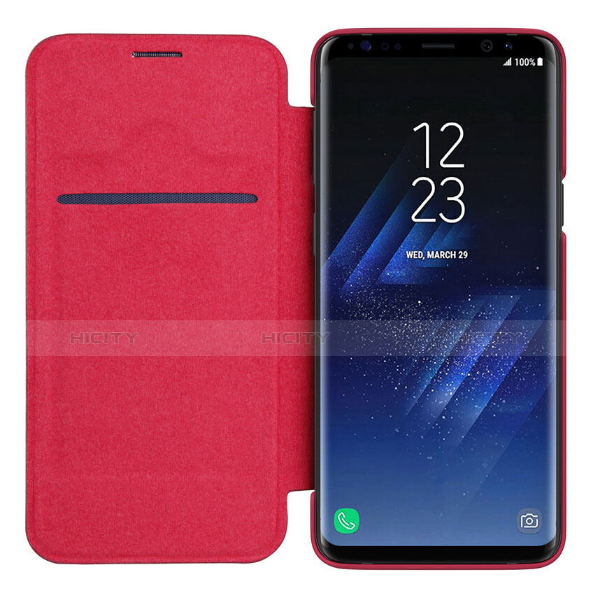 Custodia Portafoglio In Pelle con Stand L01 per Samsung Galaxy S9 Rosso