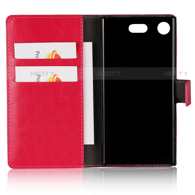 Custodia Portafoglio In Pelle con Stand L01 per Sony Xperia XZ1 Compact Rosa Caldo