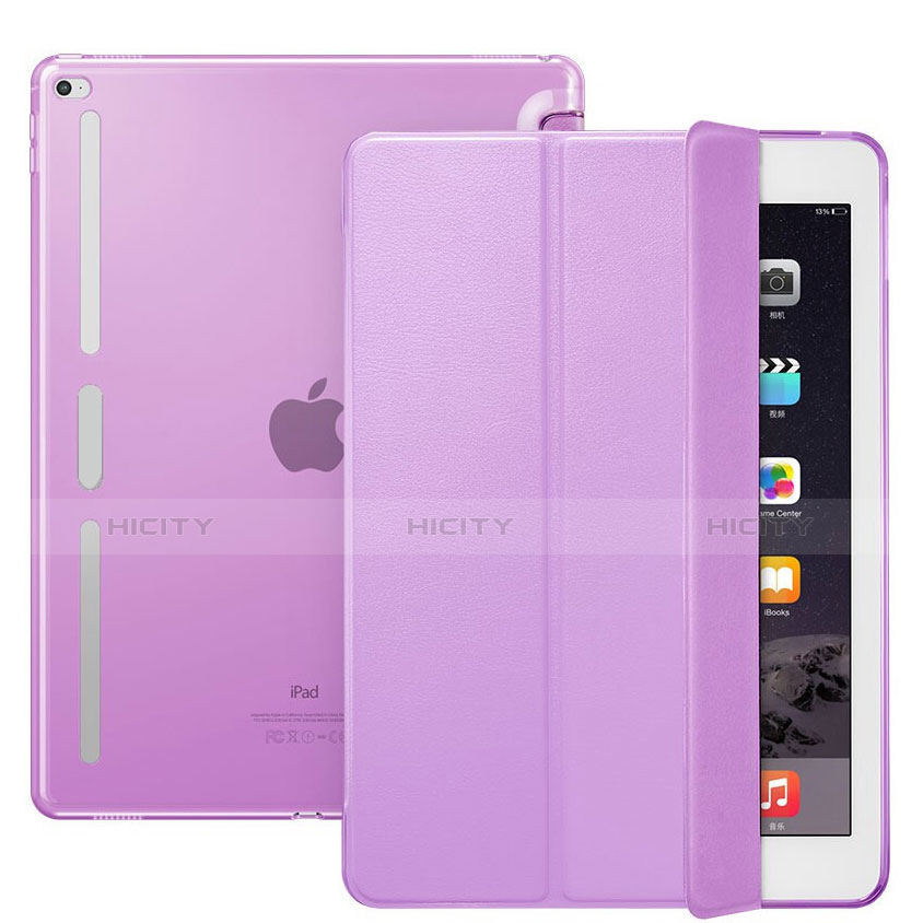 Custodia Portafoglio In Pelle con Stand L02 per Apple iPad Pro 12.9 Viola