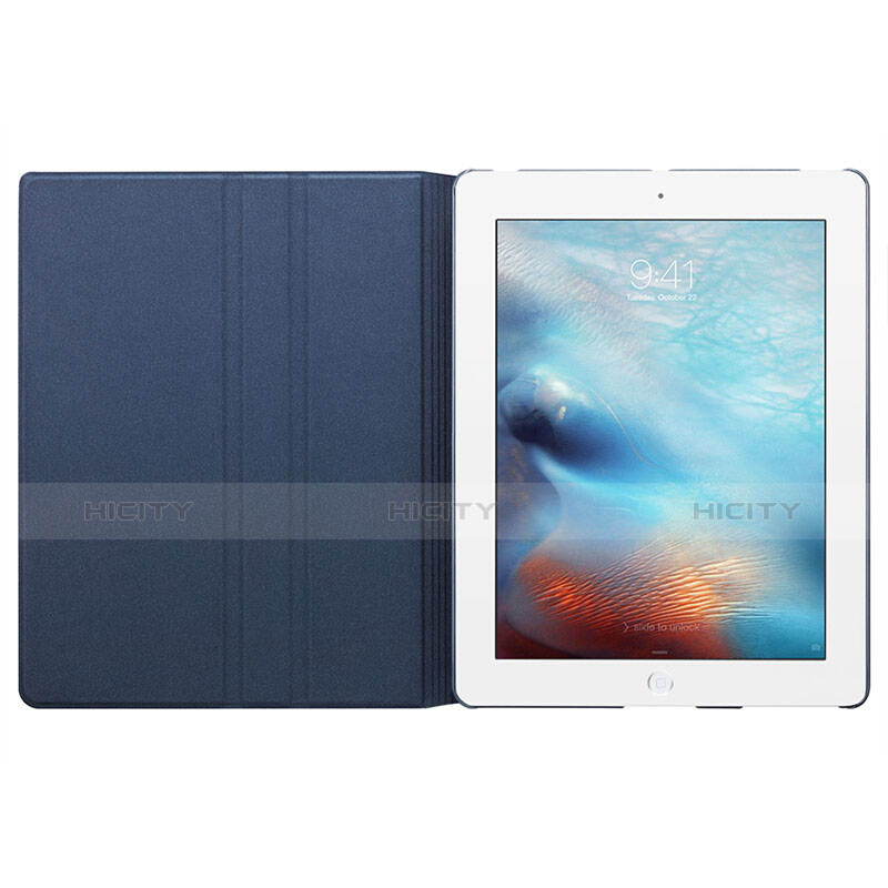 Custodia Portafoglio In Pelle con Stand L03 per Apple iPad 3 Blu