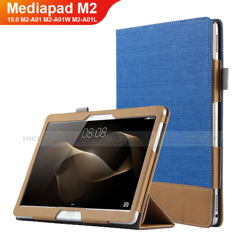 Custodia Portafoglio In Pelle con Stand L03 per Huawei MediaPad M2 10.0 M2-A01 M2-A01W M2-A01L Blu