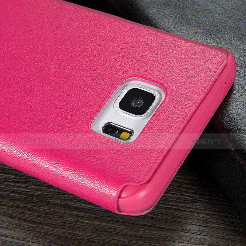 Custodia Portafoglio In Pelle con Stand L04 per Samsung Galaxy Note 5 N9200 N920 N920F Rosa Caldo