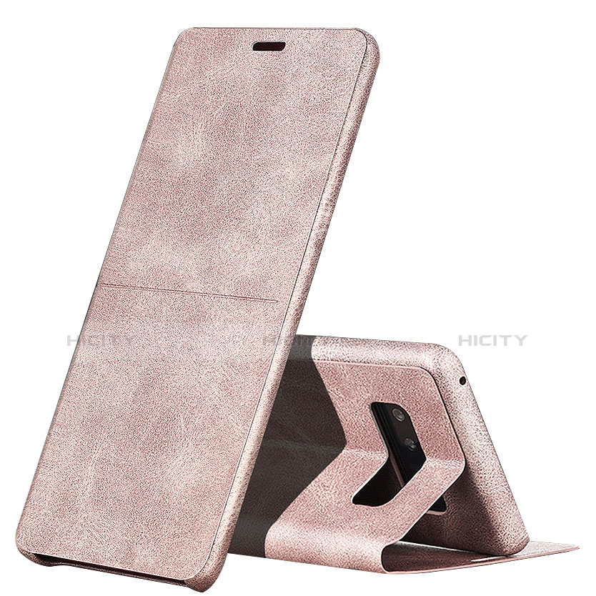 Custodia Portafoglio In Pelle con Stand L04 per Samsung Galaxy Note 8 Duos N950F Rosa