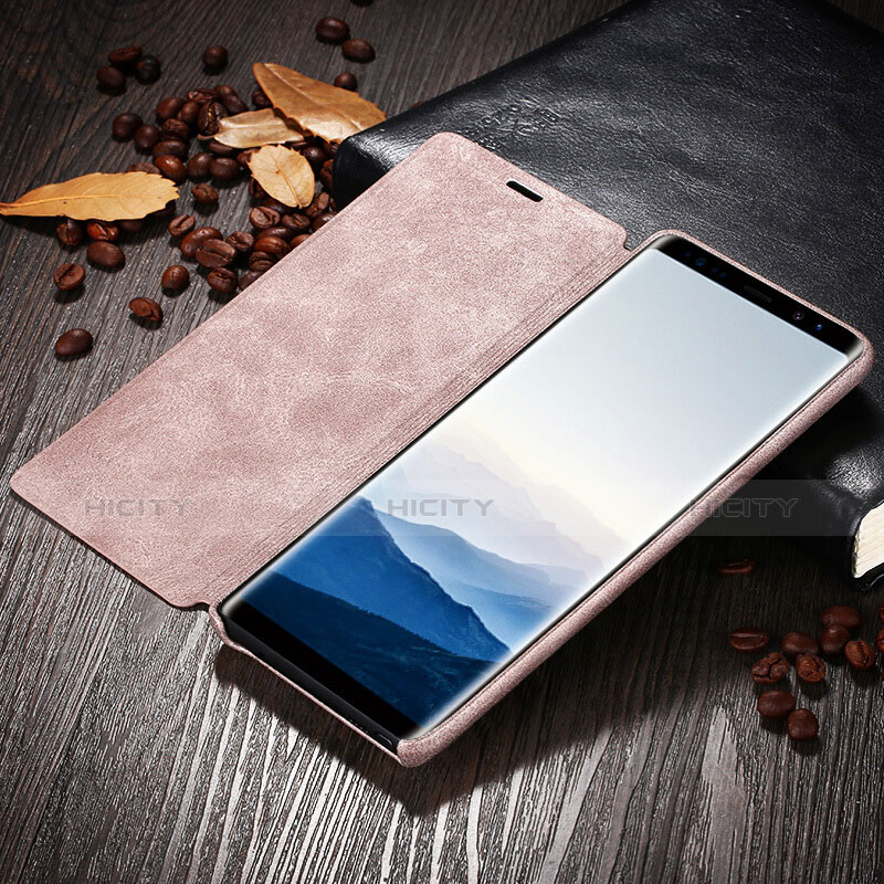 Custodia Portafoglio In Pelle con Stand L04 per Samsung Galaxy Note 8 Rosa