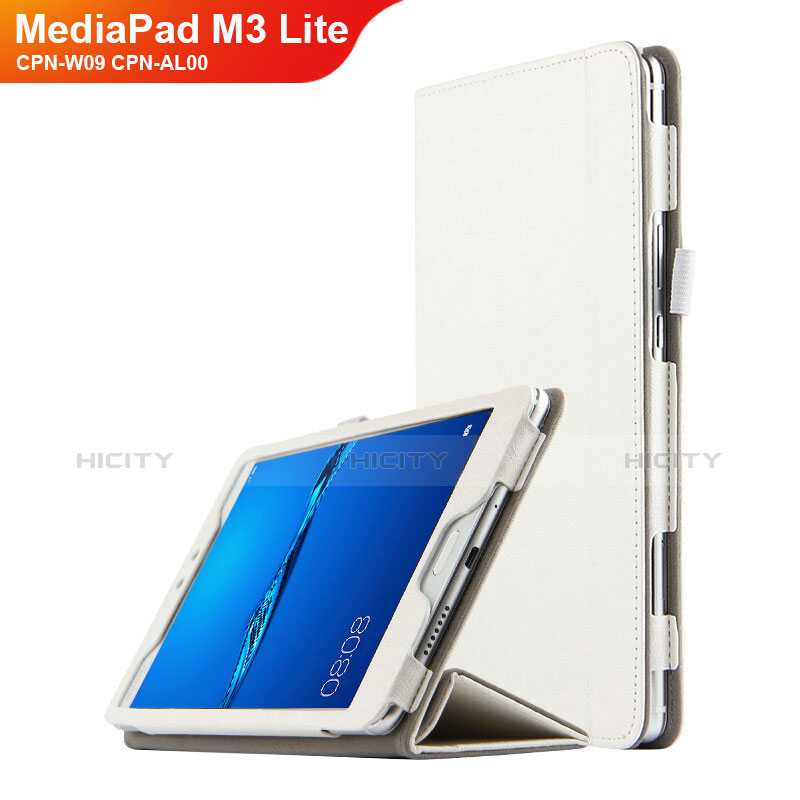 Custodia Portafoglio In Pelle con Stand per Huawei MediaPad M3 Lite 8.0 CPN-W09 CPN-AL00 Bianco