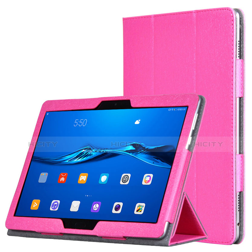 Custodia Portafoglio In Pelle con Stand per Huawei MediaPad M3 Lite Rosa Caldo
