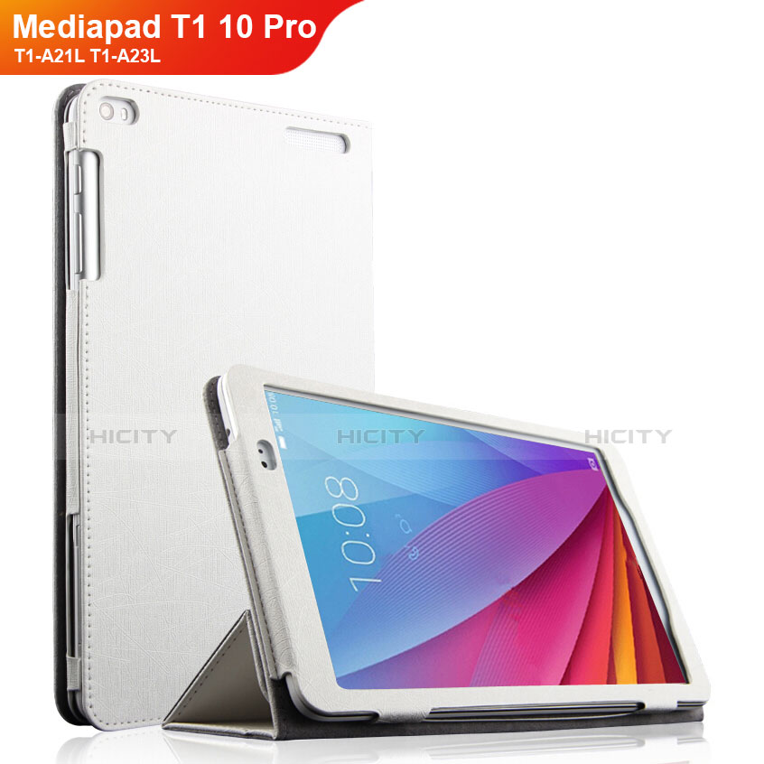 Custodia Portafoglio In Pelle con Stand per Huawei Mediapad T1 10 Pro T1-A21L T1-A23L Bianco