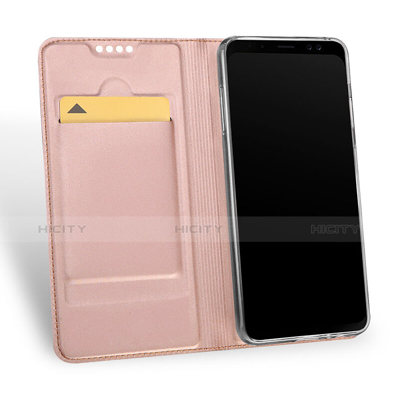 Custodia Portafoglio In Pelle con Stand per Samsung Galaxy A8+ A8 Plus (2018) A730F Oro Rosa