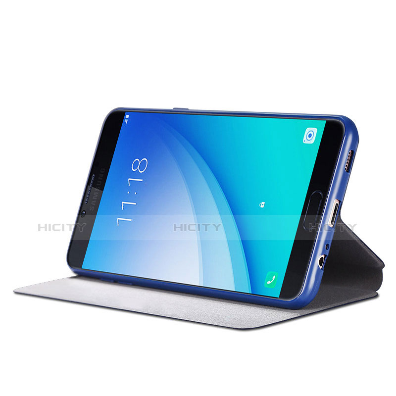 Custodia Portafoglio In Pelle con Stand per Samsung Galaxy C5 Pro C5010 Blu