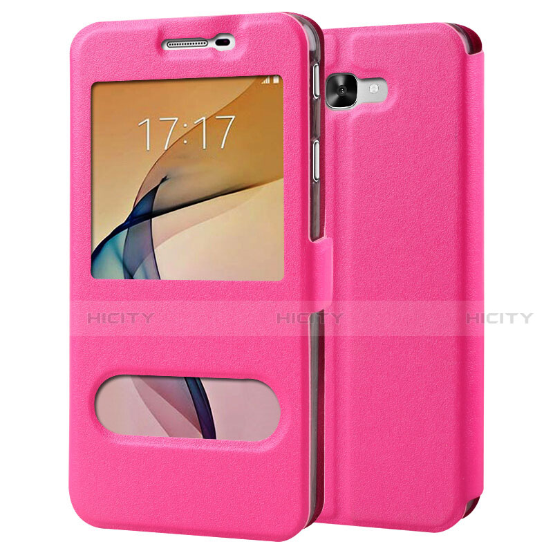 Custodia Portafoglio In Pelle con Stand per Samsung Galaxy J7 Prime Rosa Caldo