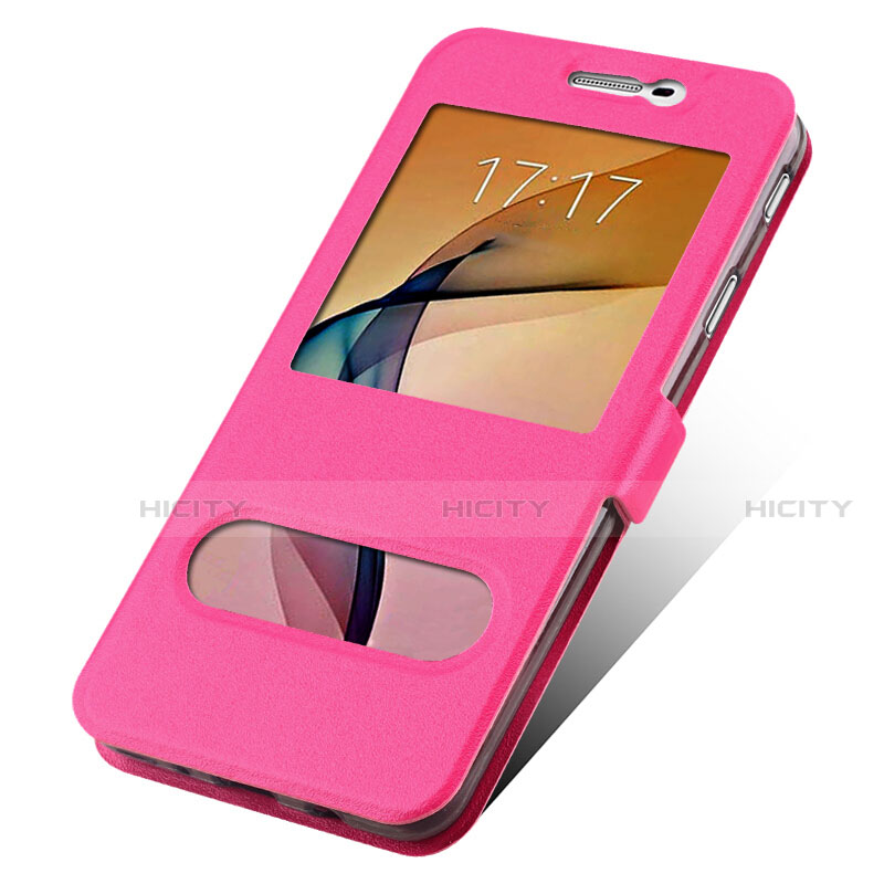 Custodia Portafoglio In Pelle con Stand per Samsung Galaxy J7 Prime Rosa Caldo