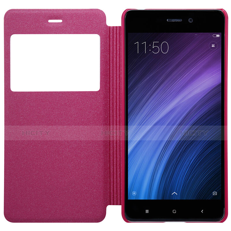 Custodia Portafoglio In Pelle con Stand per Xiaomi Redmi 4 Prime High Edition Rosa Caldo
