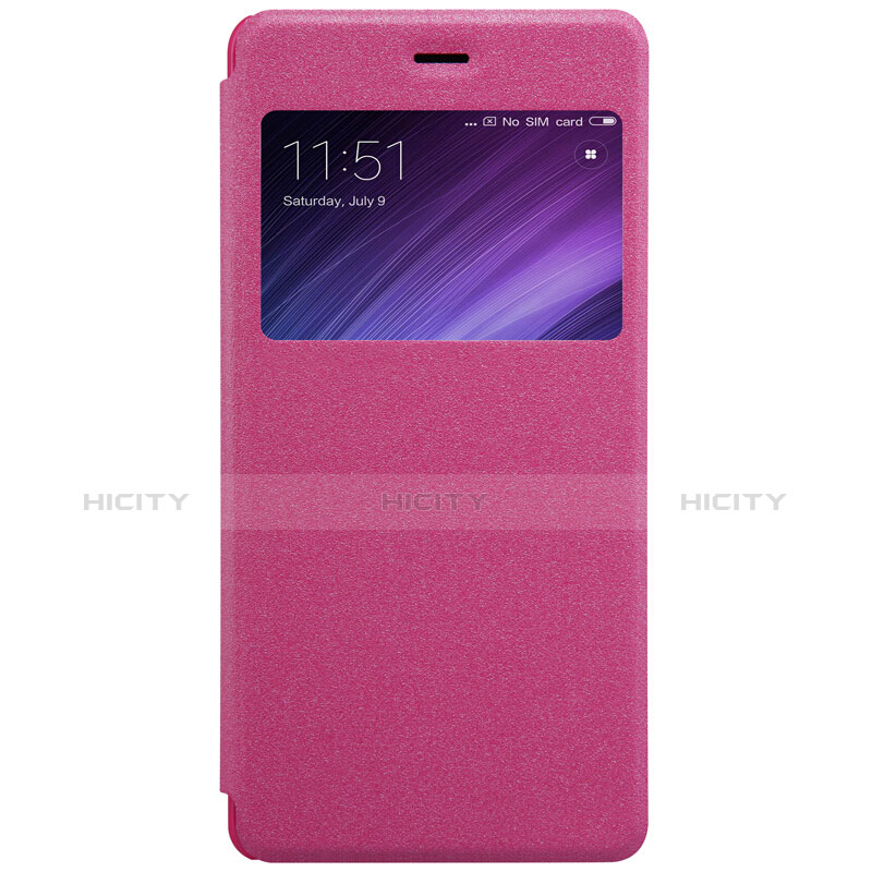 Custodia Portafoglio In Pelle con Stand per Xiaomi Redmi 4 Standard Edition Rosa Caldo