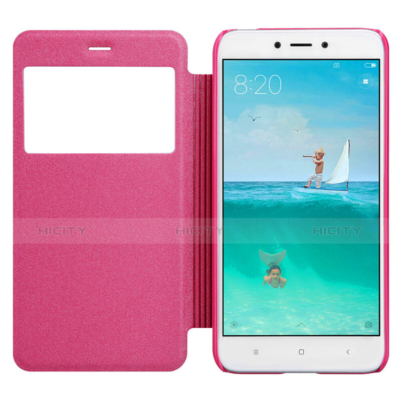 Custodia Portafoglio In Pelle con Stand per Xiaomi Redmi 4X Rosa Caldo