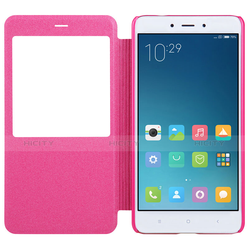 Custodia Portafoglio In Pelle con Stand per Xiaomi Redmi Note 4X High Edition Rosa Caldo