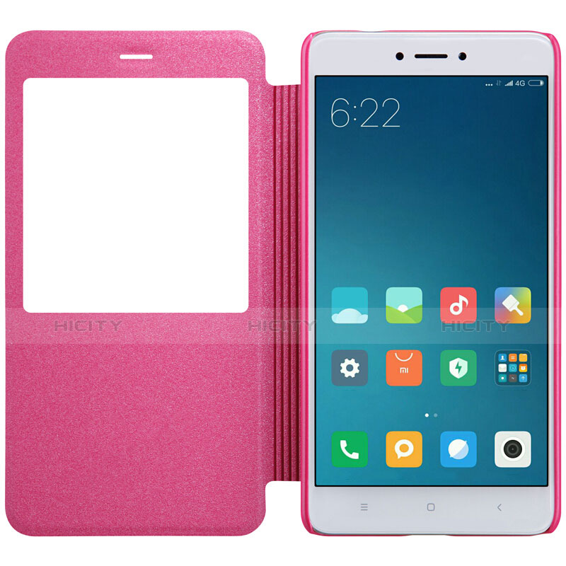 Custodia Portafoglio In Pelle con Stand per Xiaomi Redmi Note 4X Rosa Caldo