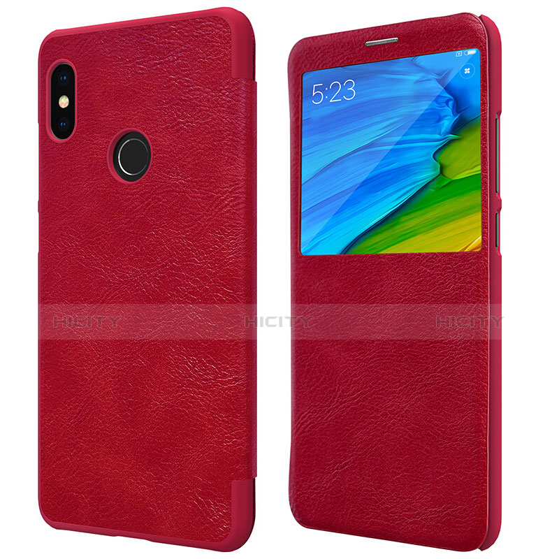 Custodia Portafoglio In Pelle con Stand per Xiaomi Redmi Note 5 AI Dual Camera Rosso