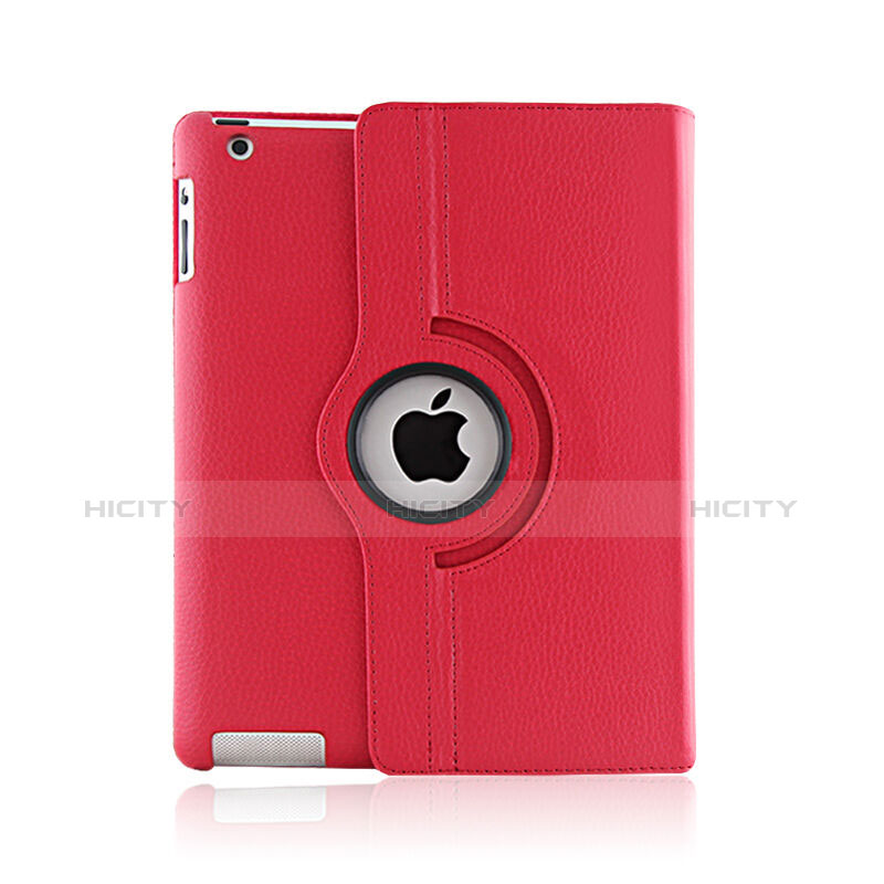 Custodia Portafoglio In Pelle con Stand Rotazione per Apple iPad 3 Rosso