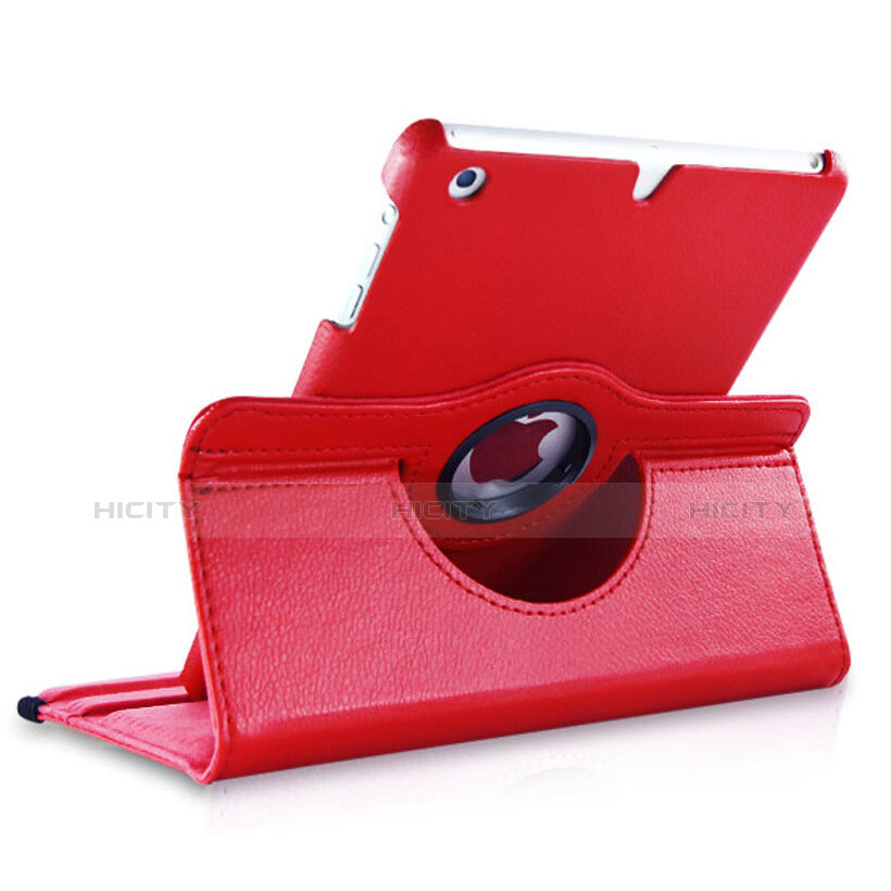 Custodia Portafoglio In Pelle con Stand Rotazione per Apple iPad Mini 2 Rosso
