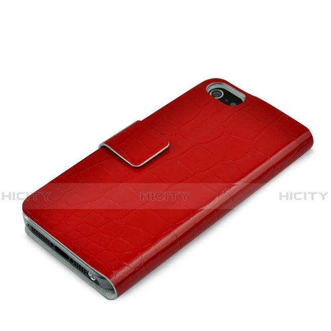 Custodia Portafoglio In Pelle con Supporto Coccodrillo per Apple iPhone 5S Rosso