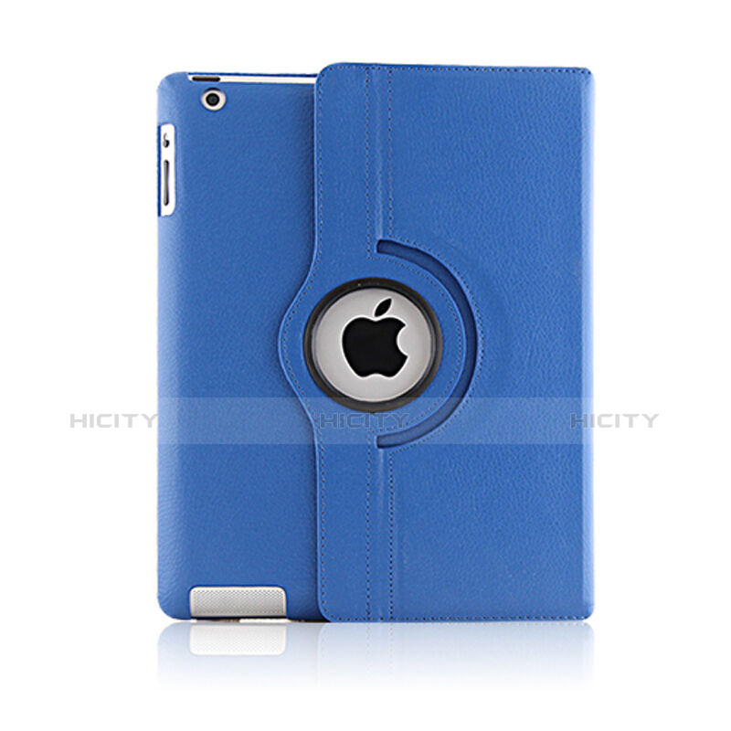 Custodia Portafoglio In Pelle con Supporto Girevole per Apple iPad 2 Blu