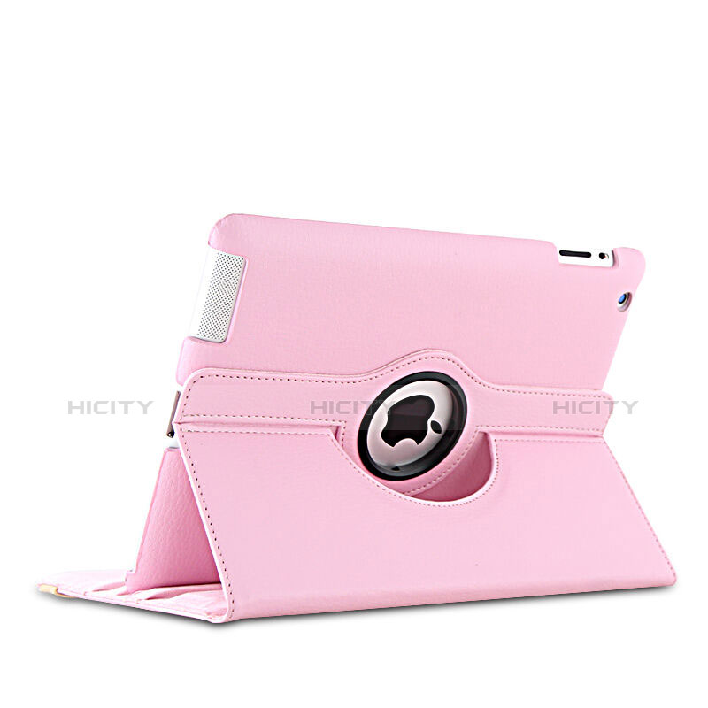 Custodia Portafoglio In Pelle con Supporto Girevole per Apple iPad 2 Rosa