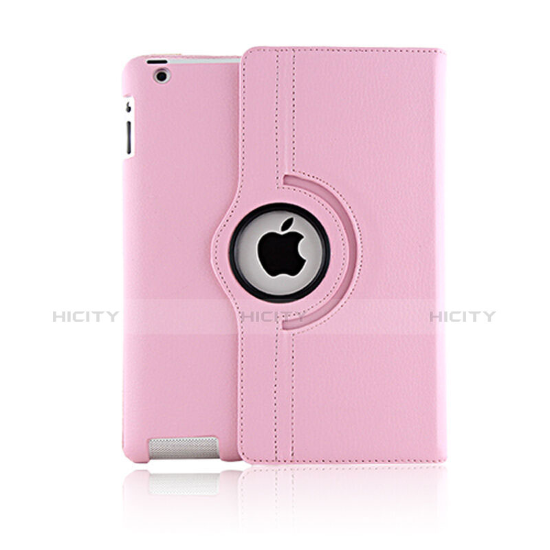 Custodia Portafoglio In Pelle con Supporto Girevole per Apple iPad 3 Rosa