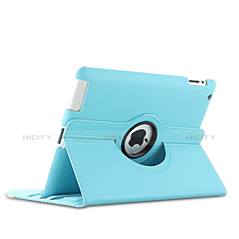 Custodia Portafoglio In Pelle con Supporto Girevole per Apple iPad 4 Cielo Blu