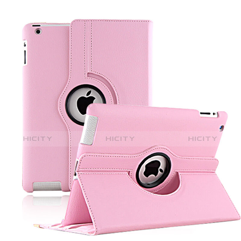 Custodia Portafoglio In Pelle con Supporto Girevole per Apple iPad 4 Rosa