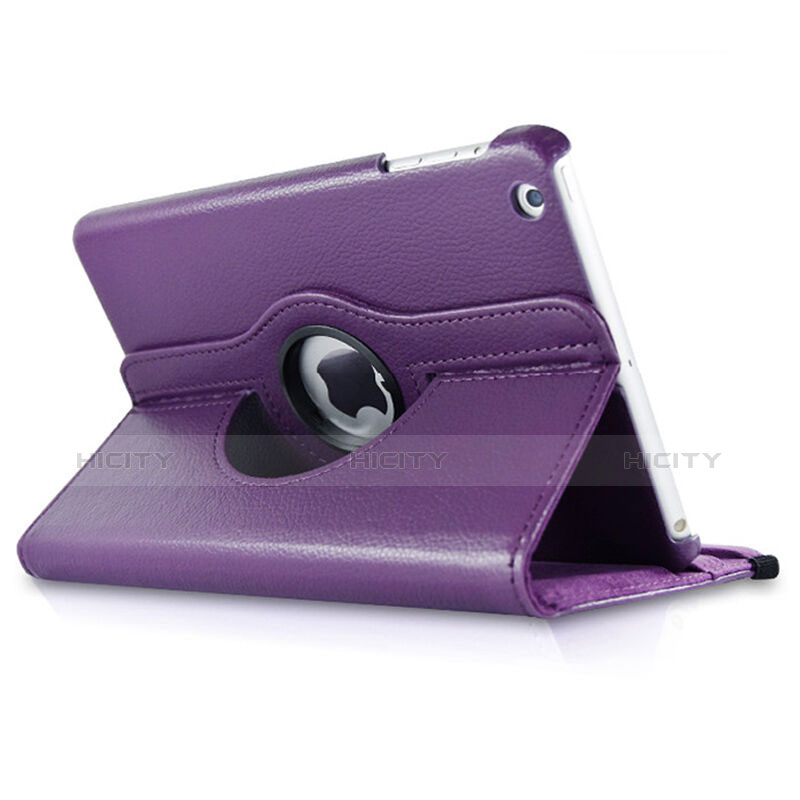 Custodia Portafoglio In Pelle con Supporto Girevole per Apple iPad Mini 2 Viola