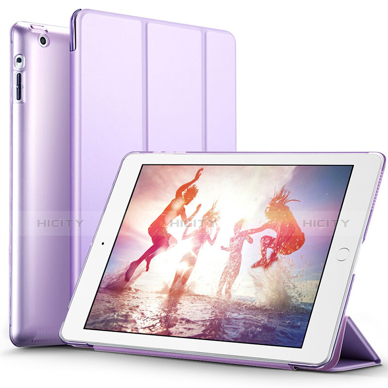 Custodia Portafoglio In Pelle con Supporto L01 per Apple iPad 2 Viola