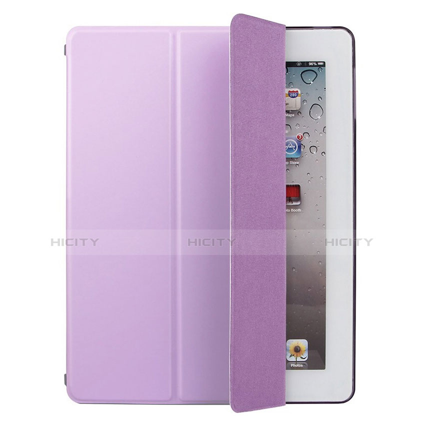 Custodia Portafoglio In Pelle con Supporto L01 per Apple iPad 4 Viola