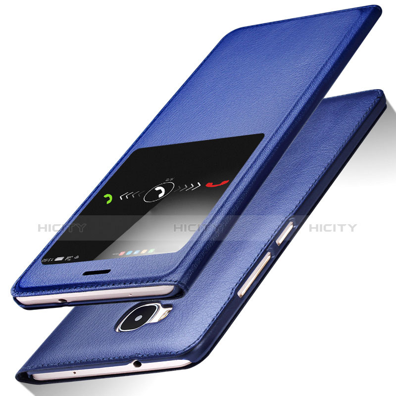 Custodia Portafoglio In Pelle con Supporto L01 per Huawei G8 Blu